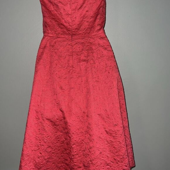 AnnTaylor 100% cotton jacquard marked damask halter dress - Picture 7 of 8